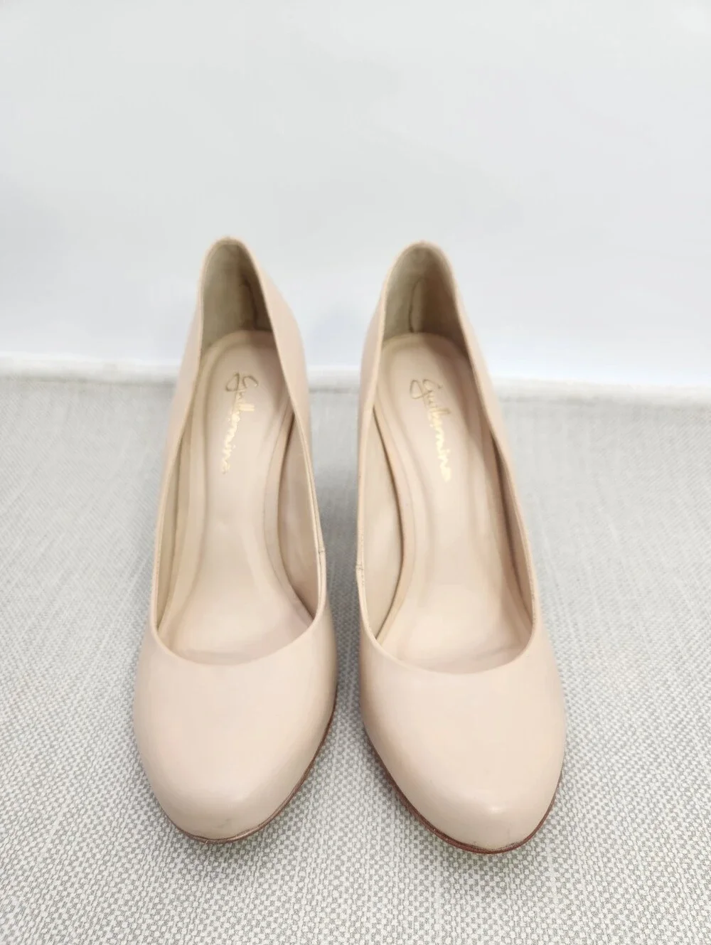 Guilhermina Anthropologie Size 7 M Pumps Cream Nude Leather Glitter Heels